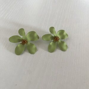 Green Flower Earrings